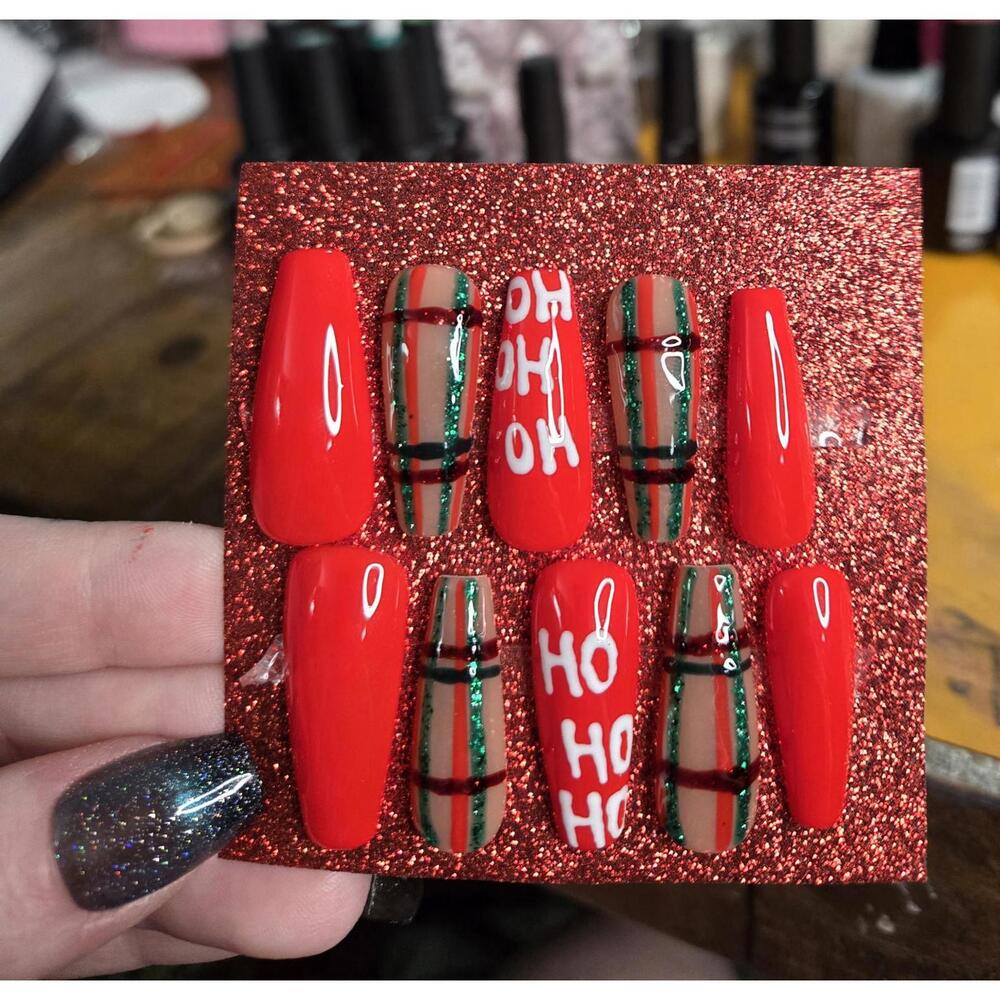 Christmas ho ho ho nails custom made